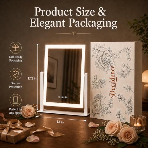 Lighted Makeup Mirror 17.3in with 10X/5X Magnifiers & 3 Color Modes