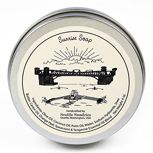 Seattle Sundries Refreshing Citrus Mint Soap for Men & Women - 1 (4oz) Moisturizing Shea Butter Bar Soap in a Low Waste Gift Tin - Rowing Gift Idea