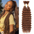 #30 Light Brown Deep Wave Human Hair Braiding Bundles - 24 Inch