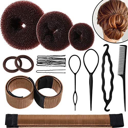 Hair Bun Shaper Set - 3 Donuts, 2 Bun Makers & Styling Tools