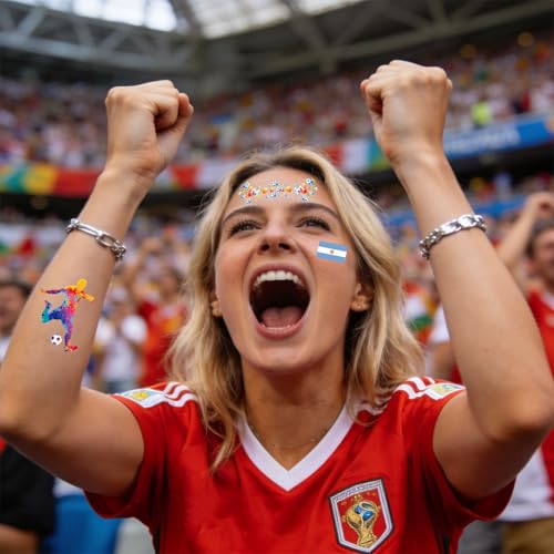 Temporary Tattoos World Cup 48 Sheets Waterproof Flag