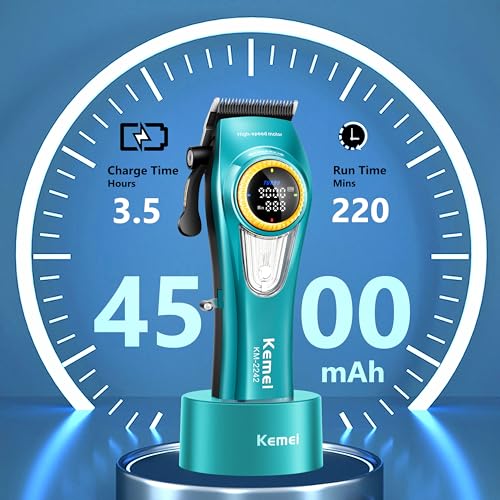 KEMEI 2242 Green Cordless Hair Clippers for Men, Professional Grooming