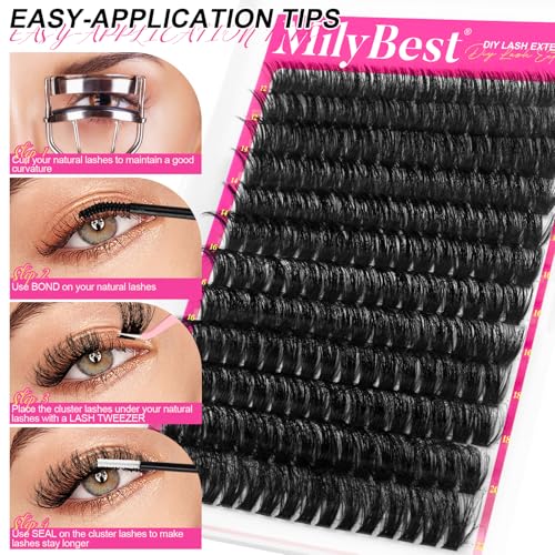 MilyBest Fluffy Lash Clusters Kit - DIY Eyelash Extensions 12-22mm