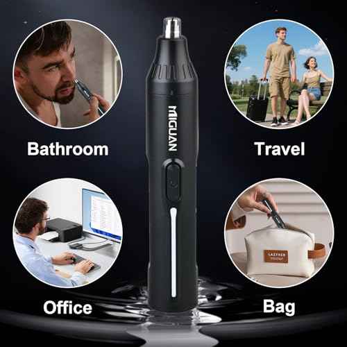 Fululuer Nose Hair Trimmer for Mens and Women | Rechargeable 4-in-1 Ear, Nose, Eyebrow & Beard Trimmers | 8500 RPM | USB Charging | Washable, LED Indicator (Midnight Black)