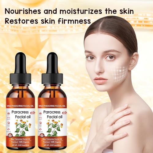 100% Organic Paracress Facial Oil - Anti-Aging Moisturizing Essential Oil for Wrinkle Reduction, Hydration(2Pcs)