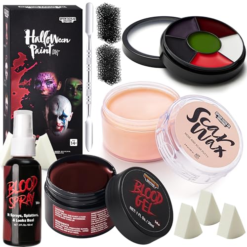 Halloween SFX Makeup Kit with Scar Wax, Fake Blood & Face Paint