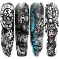 Lion Wolf Full Sleeve Temporary Tattoo, 4-Sheet Waterproof