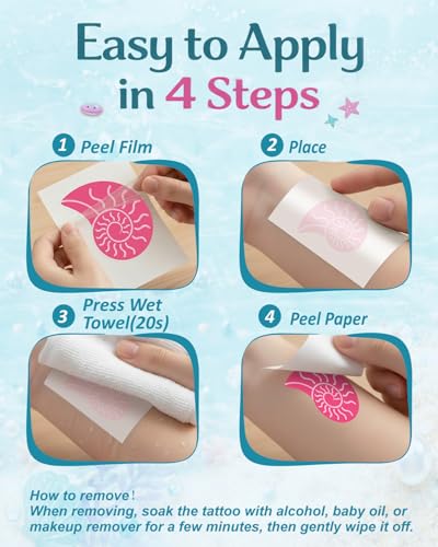 Mermaid Temporary Tattoos for Kids – 106 Ocean Designs, Waterproof