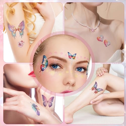 Glitter Butterfly Temporary Tattoos - 20 Sheets