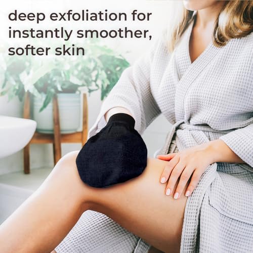 Natural Elephant Exfoliating Hammam Glove | Authentic Moroccan Kessa Body Scrub Mitt for Spa-Quality Skin Renewal | Pure Black Single