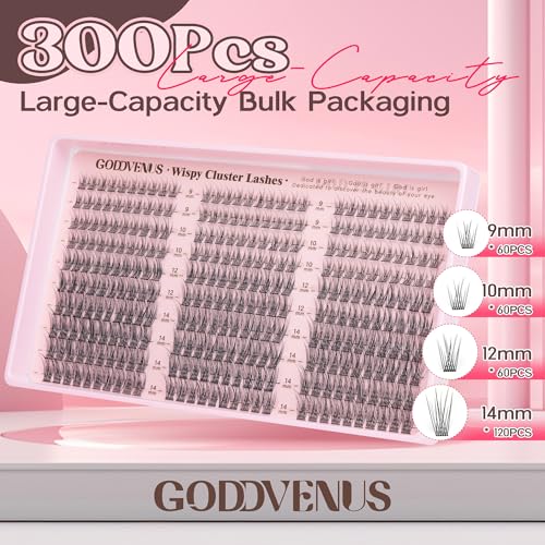 Goddvenus Wispy Lash Clusters - 9-14mm Natural DIY Extensions