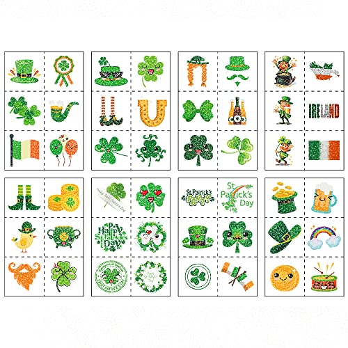 St Patrick's Day Glitter Temporary Tattoos, 48pcs