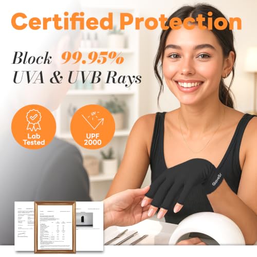 GloveSpire UPF50+ UV Gloves for Gel Nail Lamps - Fingerless Manicure Protection