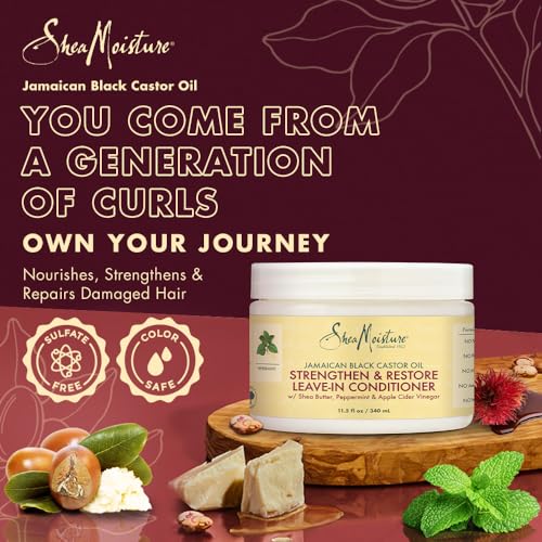 SheaMoisture Jamaican Black Castor Oil Leave In Conditioner for Hair To Soften and Detangle 20 oz and 11.5oz