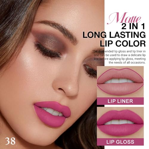 Hot Pink Matte Lip Liner & Liquid Lipstick Set - 2-in-1