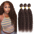Color #4 Brown Curly Wave Hair Bundles 16 18 20 Inch