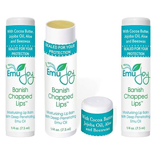 Emu Joy - Natural and Organic Emu Oil Lip Balm Hydrating, Pocket-Size Unflavored & Unscented Lip Balm with Emu Oil - Best for Severely Chapped Lips
