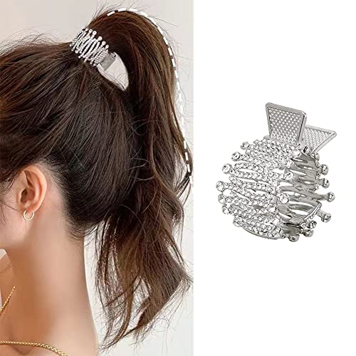 Crystal Bridal Hair Clips, Handmade Rhinestones Hair Barrettes, Hollow Geometric Hair pins, Wedding Hairpin Hair Accessories for Women Girl Bride