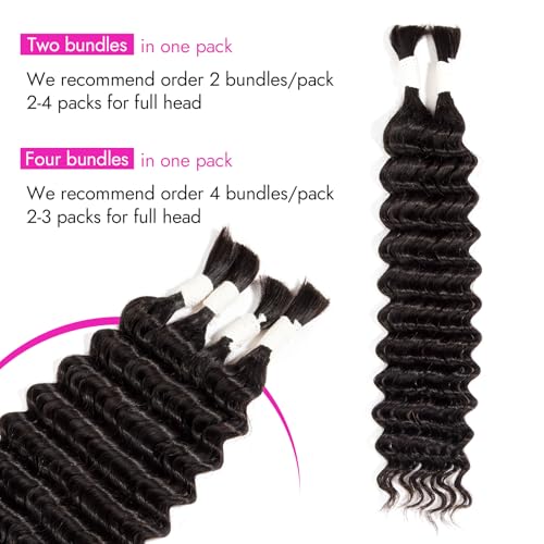 Gopukso 26 Inch Deep Wave Human Braiding Hair - 100g, 4 Bundles