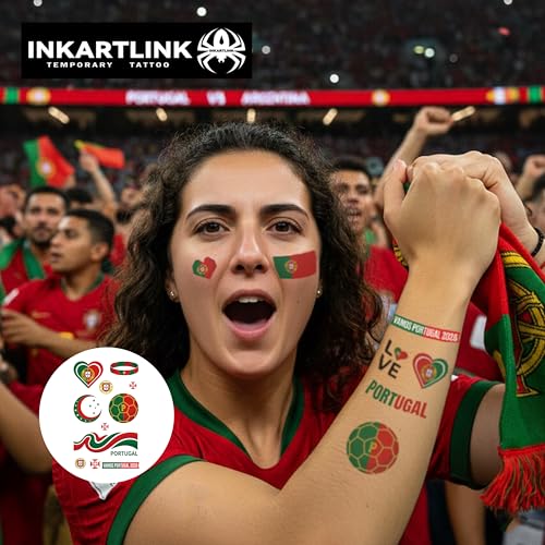 World Cup 2026 Portugal Flag Temporary Tattoos - 3 Pack