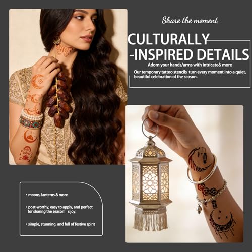 Temporary Tattoo Stencils Kit, 40 Sheets Henna Body Art