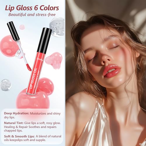Dmsky 24 Pack Lip Gloss Set, 6 Colors Shiny Soft Lip Gloss Bulk, Lip Oil for Dry Cracked Lips Moisturizing Nourishing,Lip Stain With Rich Varied Colors For Girls and Women Makeup
