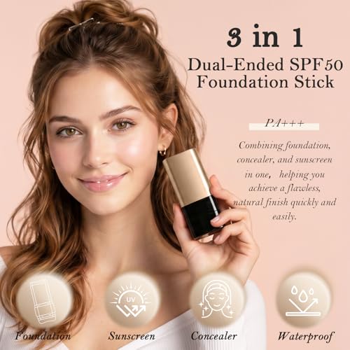 SPF 50 Foundation Stick with Brush - 3 in 1 Concealer