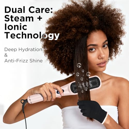 Prizm Pro Steam Hair Straightener Brush with Ionic Care