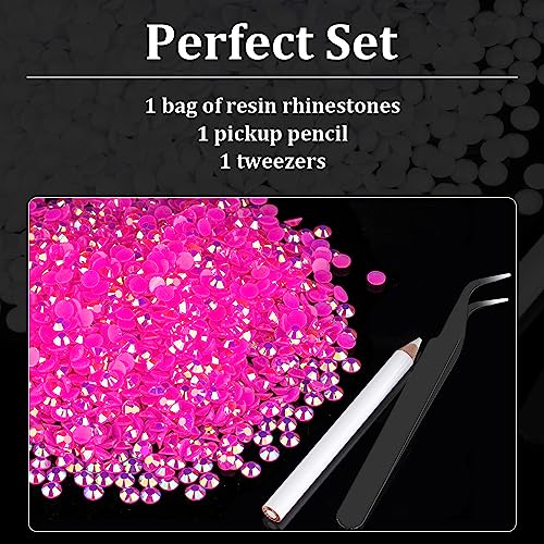 5000pcs 5mm Resin Rhinestones Bulk, Hot Pink AB Flatback Round Jelly Rhinestones Bedazzling Non Hotfix Crystal Gems Large Quantity Wholesale for DIY Crafts Clothes Tumblers Face Makeup Manicure