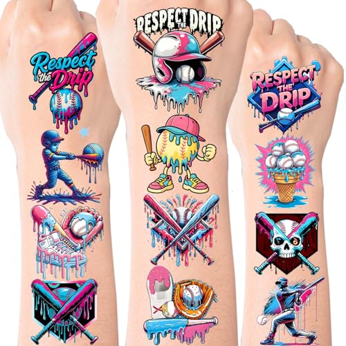 Baseball Ice Cream Drip Temporary Tattoos Stickers