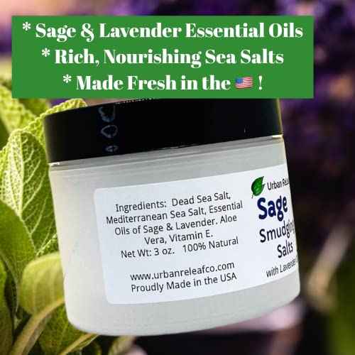 Urban ReLeaf Sage Smudging Salts with Lavender Oil ! Safe & Smokeless Smudge Cleanse Protect Bless Anointing. Fresh from USA! 100% Natural, Vegan.