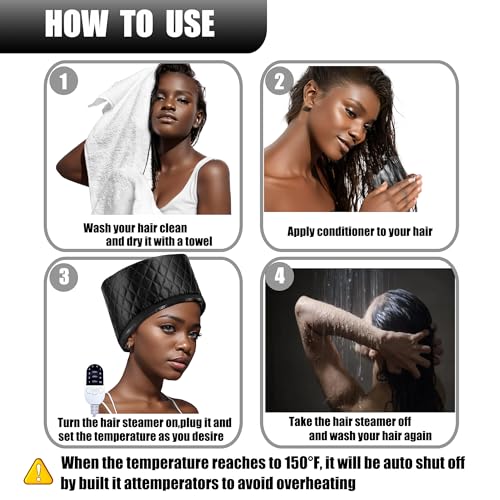 Heat Cap for Deep Conditioning - 10-Level Thermal Hair Steamer