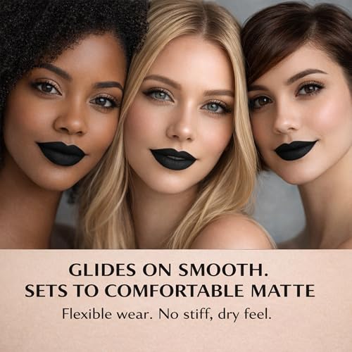 Mynena Linda Jet Black Matte Liquid Lipstick | Waterproof Long-Lasting