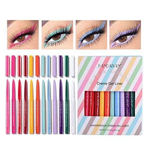 FantasyDay 12Pc Waterproof Eyeliner Pencil Set - Colorful