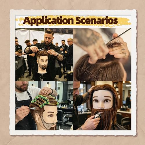 Barber Mannequin Head 12" Male Human Hair with Beard
