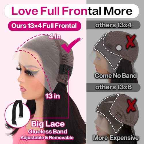 Hihmarm Lace Front Wigs Human Hair 13x4 HD Lace Front Wig Glueless Wigs Human Hair Pre Plucked Short Straight Bob Lace Front Wigs Human Hair For Black Women Nature Hairline 180% Density 12 Inch