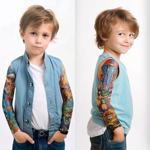 52 Sheet Temporary Tattoos for Kids - Full Arm Sleeves