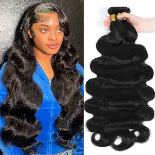 Brazilian Human Hair Bundles 12A Body Wave Bundles Human Hair Unprocessed Brazilian Virgin Hair Weave Bundles Deals Human Hair e Natural Black (black body wave bundles, 18 20 22)