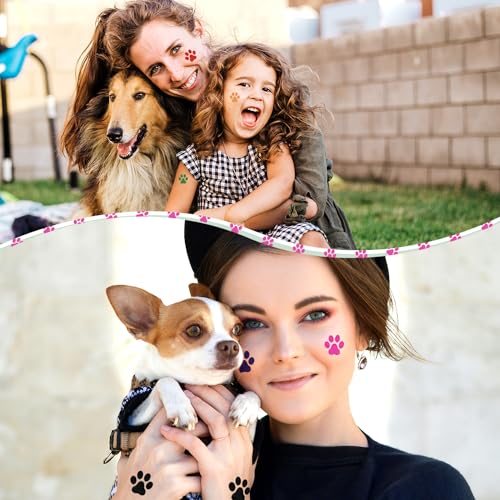 Dog Paw Glitter Temporary Tattoos, 40 Sheets 320pcs