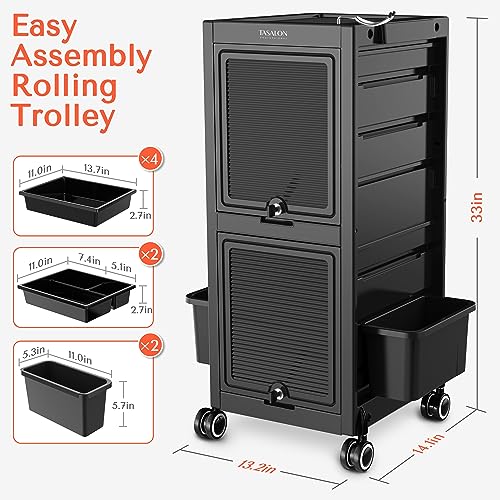 TASALON Lockable Salon Trolley Cart with 6 Drawers & Wheels