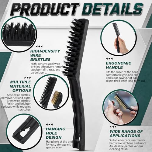 24-Piece Industrial Wire Brush Set with Steel, Brass & Nylon Bristles