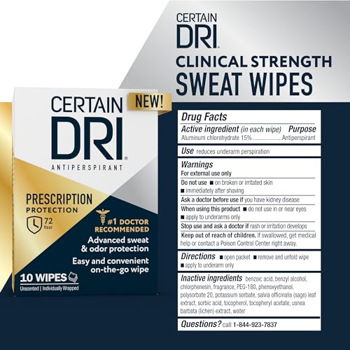 Clinical Strength Antiperspirant Wipes for Excessive Sweating - 10 Count