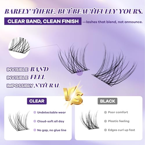 B&Q Natural Lash Clusters - Wispy Individual False Lashes 8-16mm