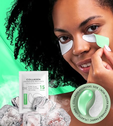 Under Eye Patches for Dark Circles, Puffiness 5 PAIRS - Dark Circles Under Eye Treatment - Under Eye Mask Gel - Under Eye Gel Patches for Puffy Eyes - Green Tea, Collagen Eye Patches - Under Eye Pads