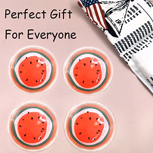 Reusable Gel Eye Ice Pack, Round Eye Cold Pads, Cooling Eye Masks for Eye Strain, Eye Swelling, Eye Redness, Puffy Eyes, Dark Circles, Smooth Fine Lines, and Eye Recover Surgery (Watermelon ＆ 4PCS)