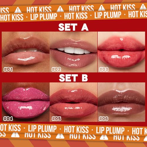 Lip Plumper Gloss Set - 3 Colors with Plumping Oil
