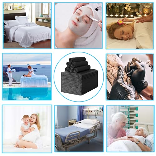 Disposable Massage Table Sheets 100 Pcs 31x71in Nonwoven Bed Cover – Black