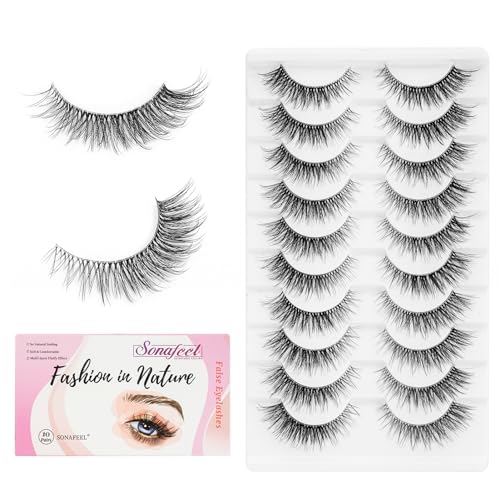 Natural Wispy Cat Eye Lashes | 13mm Clear Band | 10 Pairs
