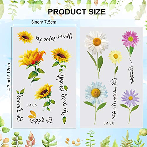 Konsait 25 Sheet Flower Temporary Tattoos - Waterproof Body Art Stickers