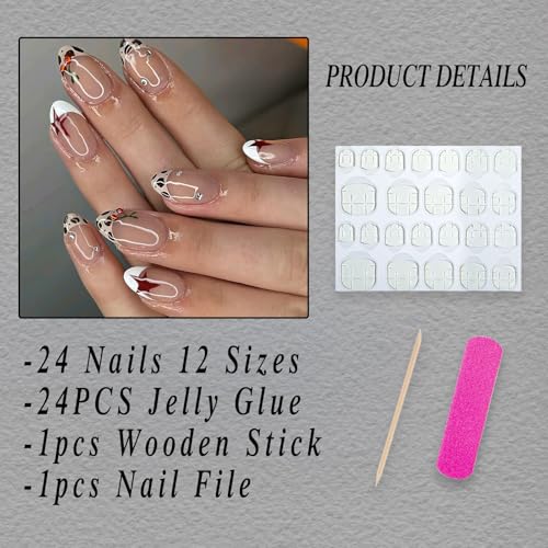 Leopard Print French Tip Press On Nails 24pc Medium Almond